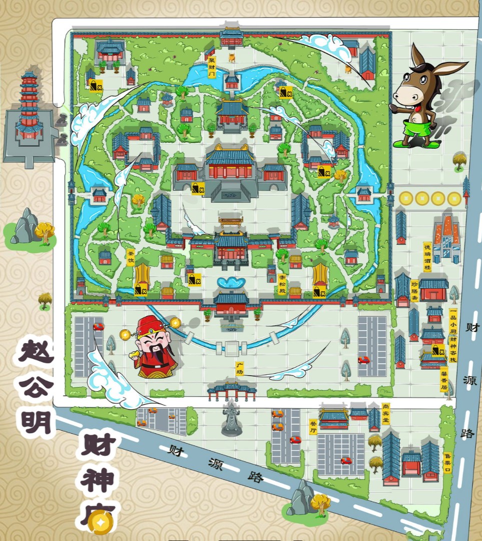 龙圩寺庙类手绘地图